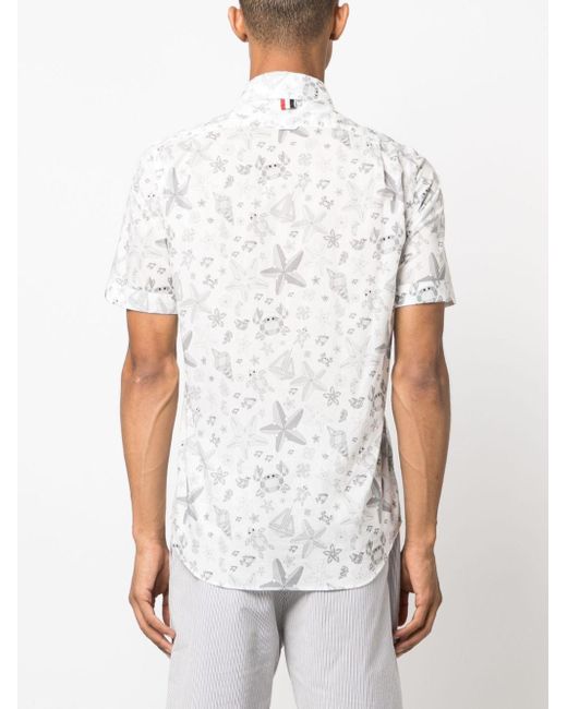 Thom Browne White Printed Cotton Shirt for men