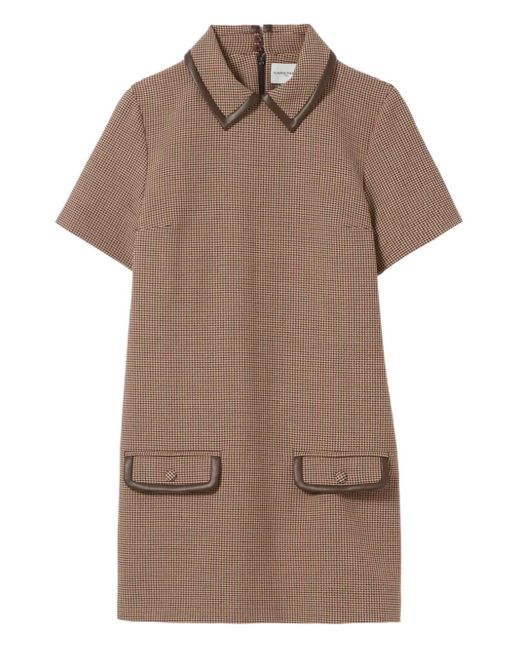 Claudie Pierlot Brown Kleid Mit Hahnentrittmuster