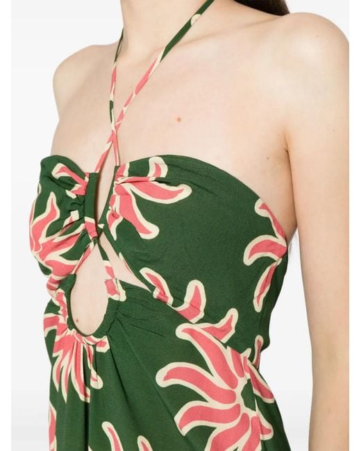 Cala De La Cruz Green Roge Graphic-Print Midi Dress