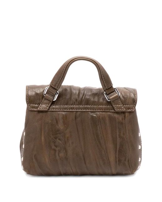 Zanellato Brown Studded Leather Top-Handle Bag