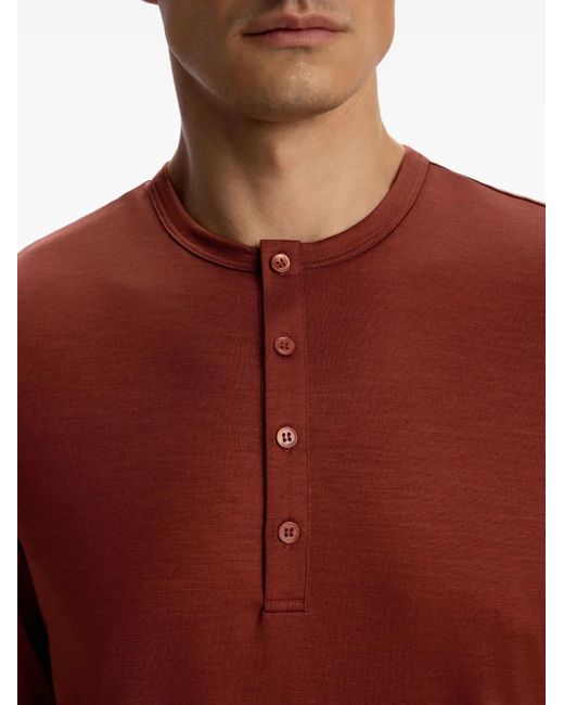12 STOREEZ Red Long-Sleeve Henley T-Shirt for men
