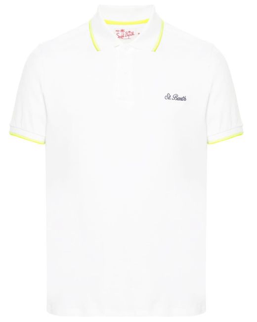 Mc2 Saint Barth White Logo-embroidered Polo Shirt for men