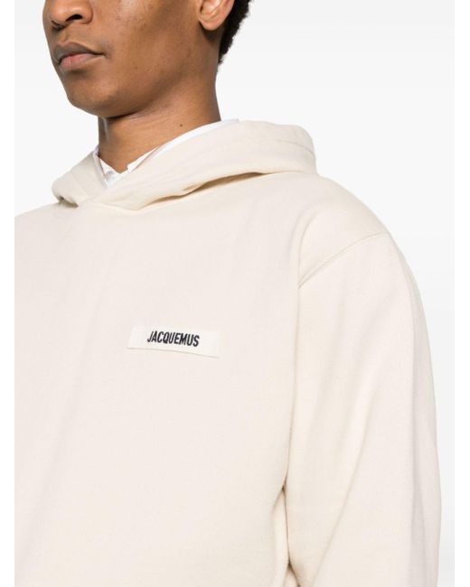Jacquemus Natural Le Hoodie Gros Grain Brand-tab Cotton-jersey Hoody for men