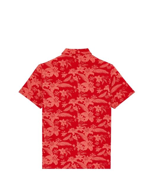 Vilebrequin Red Flower-Print Polo Shirt for men