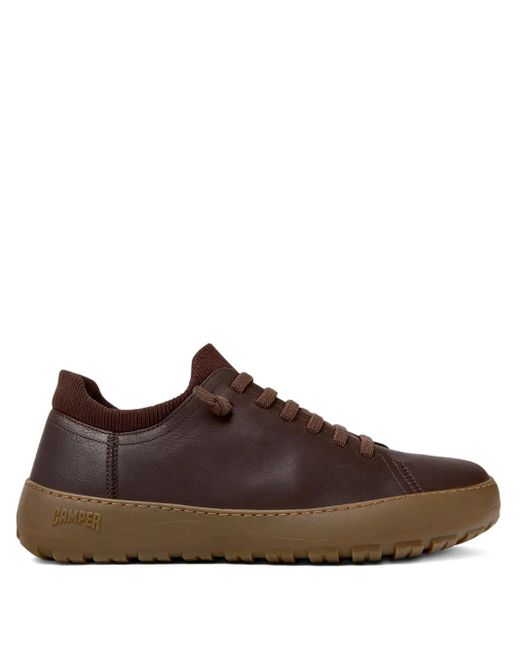 Camper Brown Peu Serra Ribbed-Collar Leather Sneakers for men
