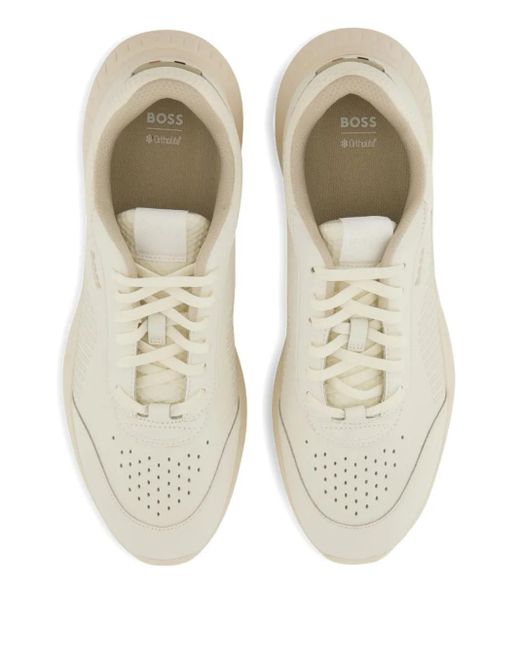 Boss White Perforated Sneakers for men