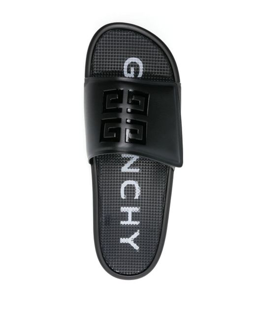 Sandali slides con motivo 4G goffrato di Givenchy in Black da Uomo