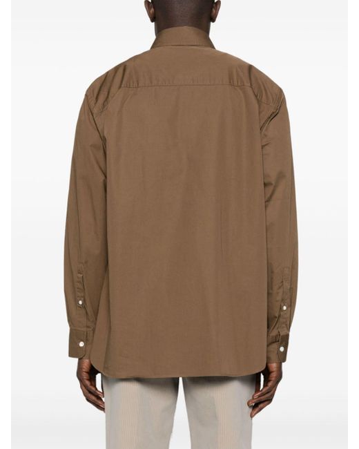 Chemise en coton à logo brodé Closed pour homme en coloris Brown