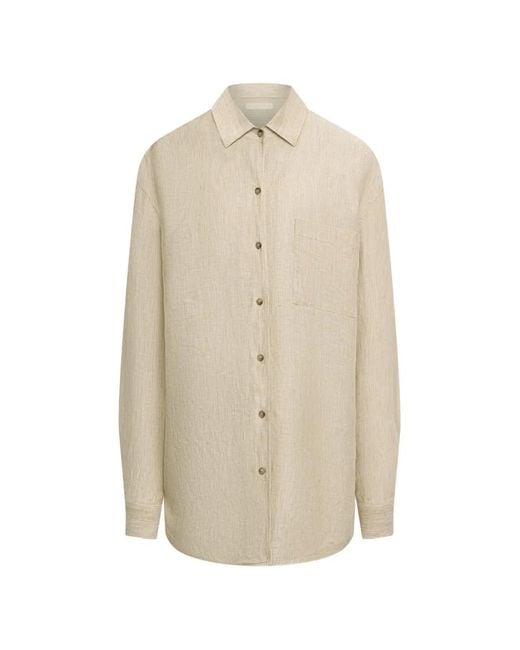 12 STOREEZ White Gelato Chest-Pocket Linen Shirt