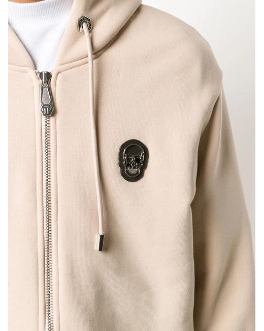 Philipp Plein Natural Skull Zipped Hoodie for men