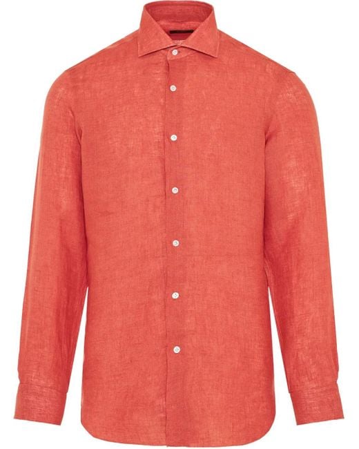 Barba Napoli Red Linen Shirt for men