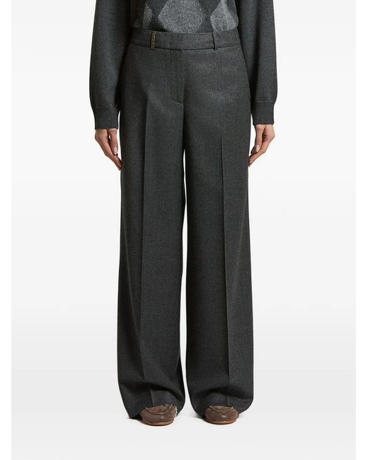Peserico Black Pressed-Crease Trousers
