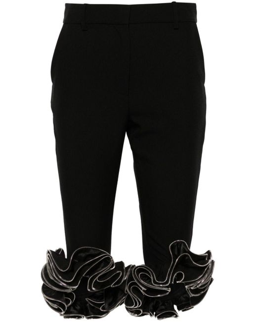 Coperni Black Zip-Detail Ruffled Trousers