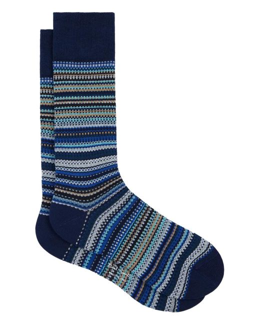 Calcetines de algodón de rayas Paul Smith de hombre de color Blue
