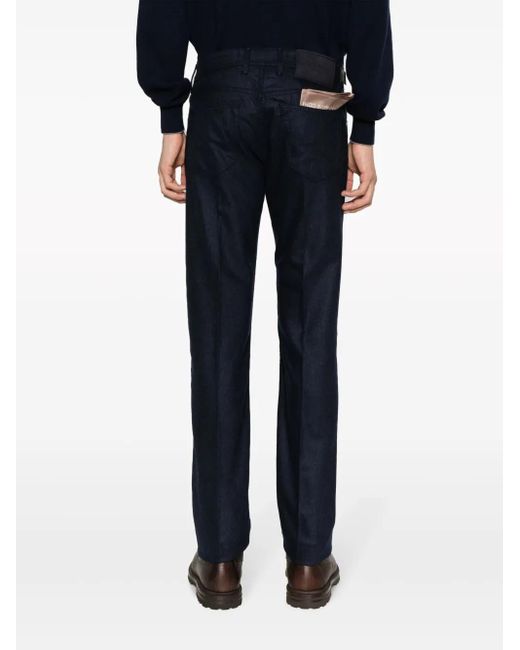 Jacob Cohen Blue Bard Slim-Cut Flannel Trousers for men
