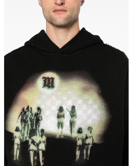 M I S B H V Black Sunrise Printed Hoodie for men
