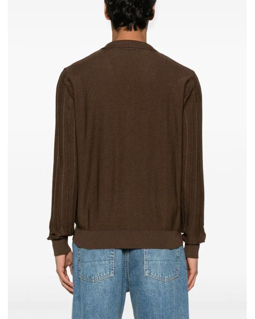 メンズ Roberto Collina リブディテール カーディガン Brown