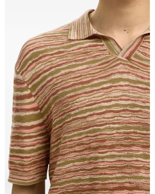 SELECTED Brown Muse Horizontal-Stripe Polo Shirt for men
