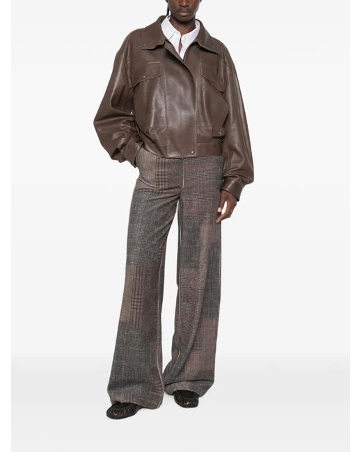 Bye Gray Patchwork-Check Trousers