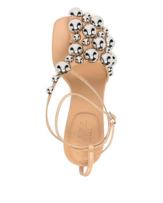 A.W.A.K.E. MODE Metallic Christine Studs-Embellishment Sandals