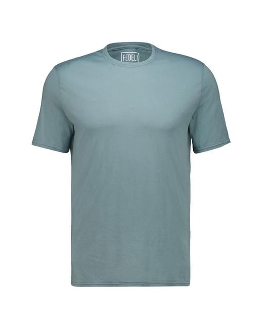 Fedeli Blue Crew-Neck Knitted T-Shirt for men