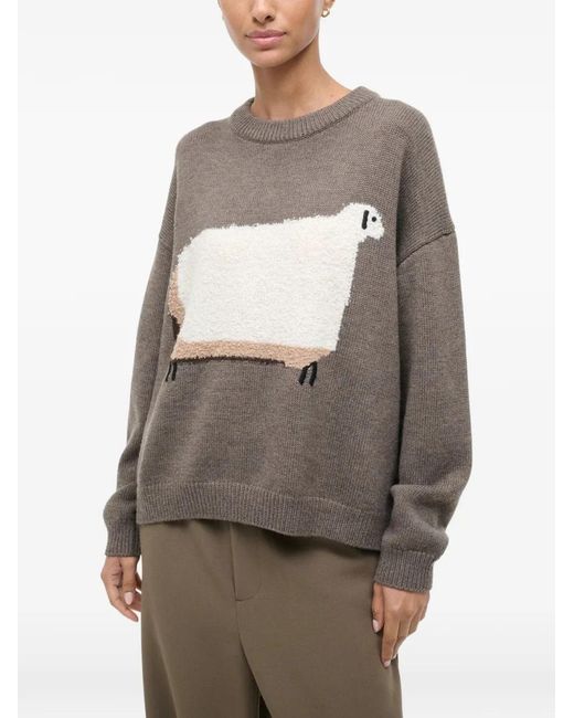 Staud Gray Sheep-Detail Sweater