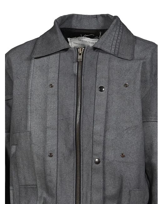 UNDER THE SIGN Gray Patchwork Waxed Cotton Bomber Jacket for men