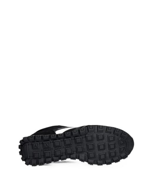 ARMANI EXCHANGE Black Logo-Print Panelled Sneakers for men