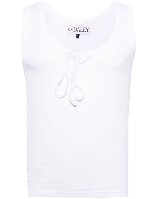 S.S.Daley White Keyhole Cotton Tank Top for men
