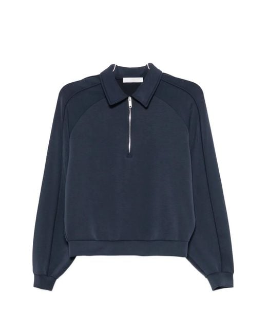 Woc Blue Raglan-Sleeve Quarter-Zip Sweater