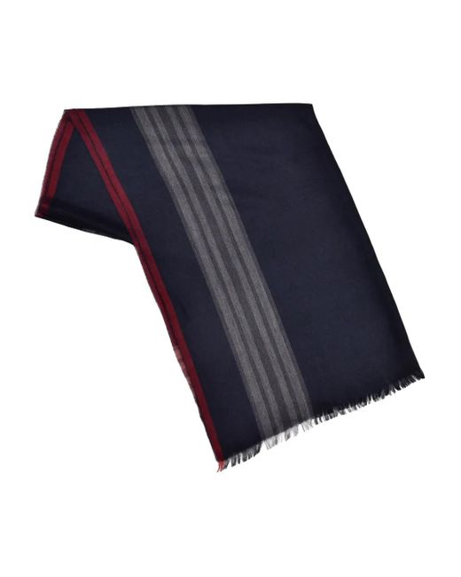 Brunello Cucinelli Blue Striped Fringed Scarf for men