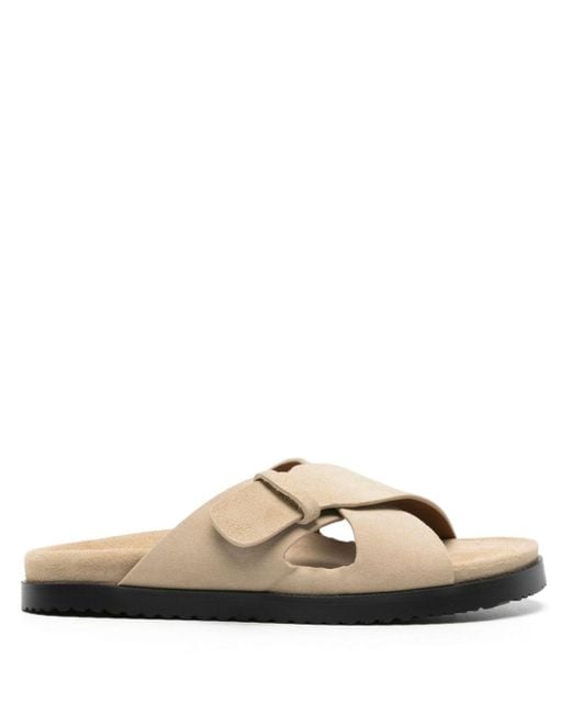 Doucal's Brown Cross-strap Suede Sandals for men