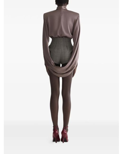 Mugler Black Pleated Check Shorts