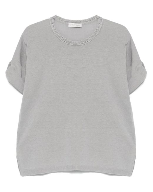 Le Tricot Perugia Gray Fein Gestricktes T-Shirt