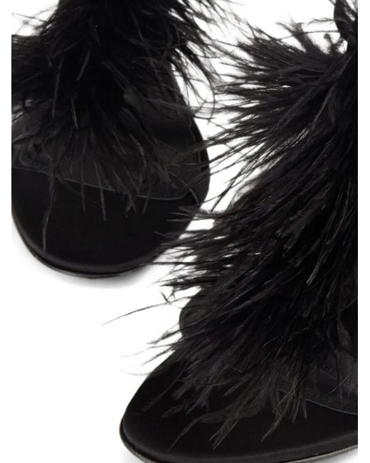 Kat Maconie Black Faryal Feather-Embellished Sandals