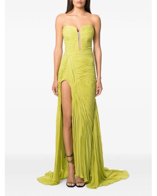 NORINA ST Yellow Viva Ruched Strapless Maxi Dress