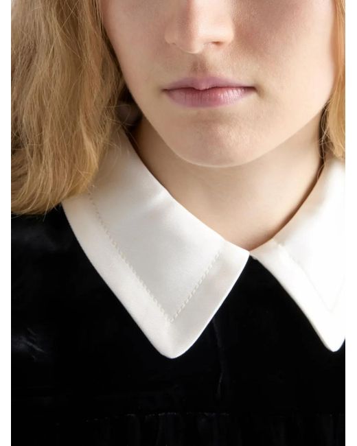 Prada Black Robe Courte En Velours À Col