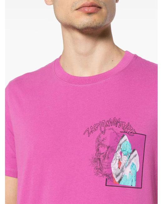 Zadig & Voltaire Purple Ted Photograph-Print T-Shirt for men