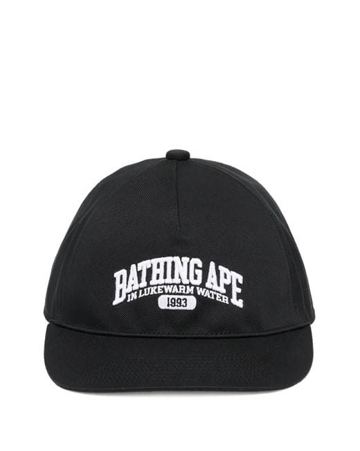 A Bathing Ape Black Logo Embroidered Cap