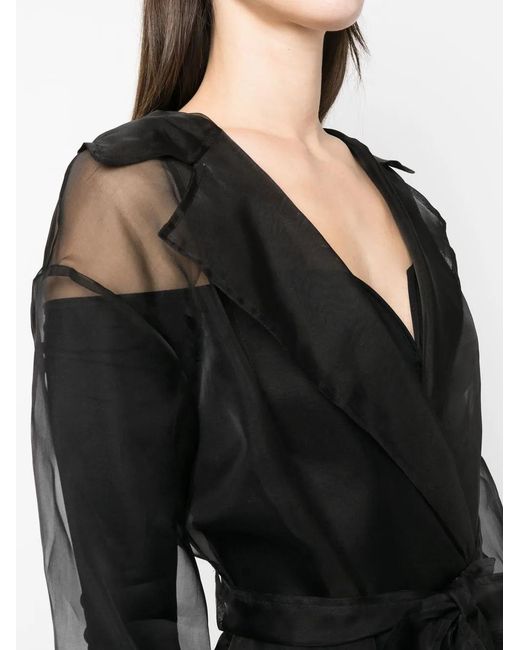 Herno Black Belted Silk Coat