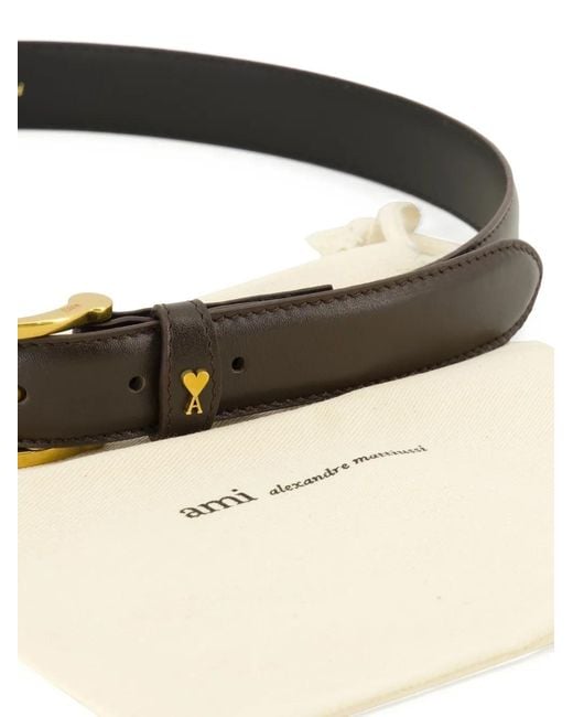 AMI White Ami De Coeur Leather Belt