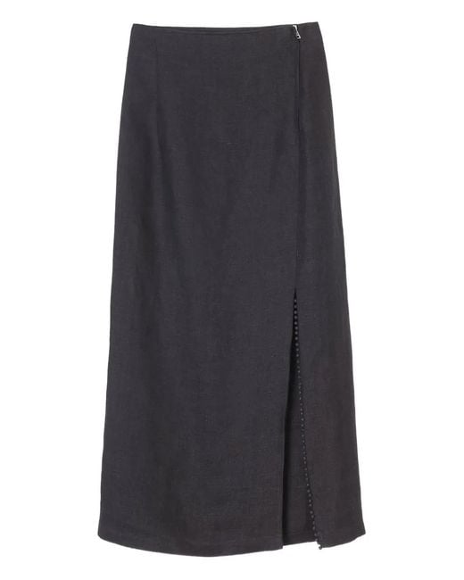 Alysi Black Side-Slit Beaded Skirt