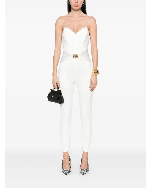 Elisabetta Franchi White Bow-detail Crepe Jumpsuit