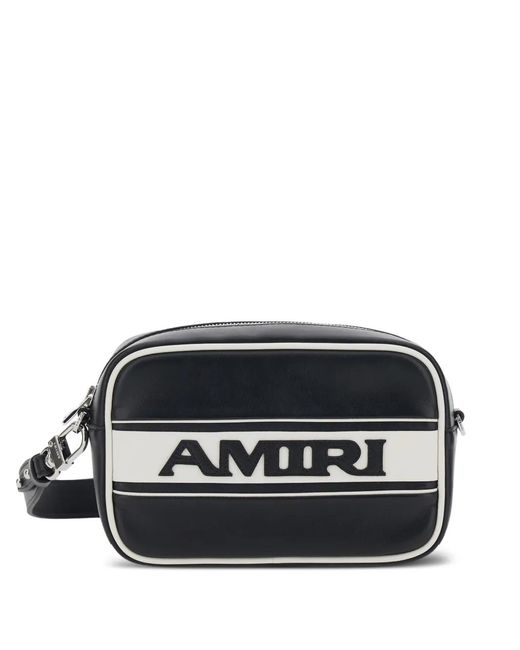 Amiri Black Striped Logo Shoulder Bag for men