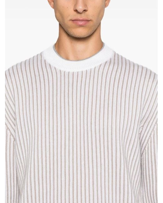 Zegna White Striped Sweater for men