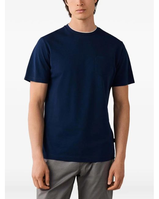 Hackett Blue T-Shirt En Piqué À Poche Poitrine for men