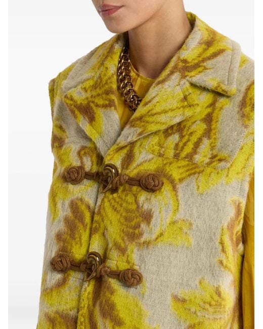 Etro Yellow Wool Vest With Decorative Pattern