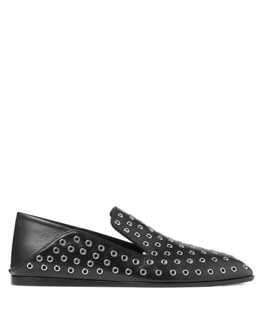 Jimmy Choo Black Eliot Eyelet-Detailed Smoking Slippers for men