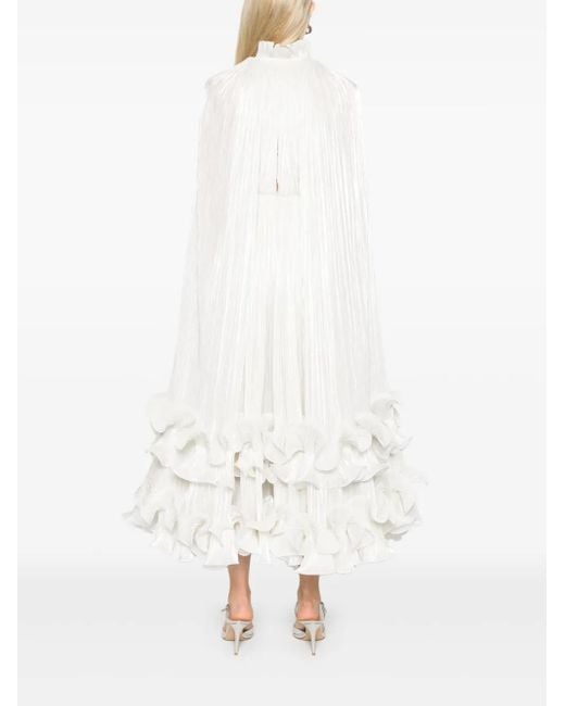 Ana Radu White Cape-Detailed Maxi Dress