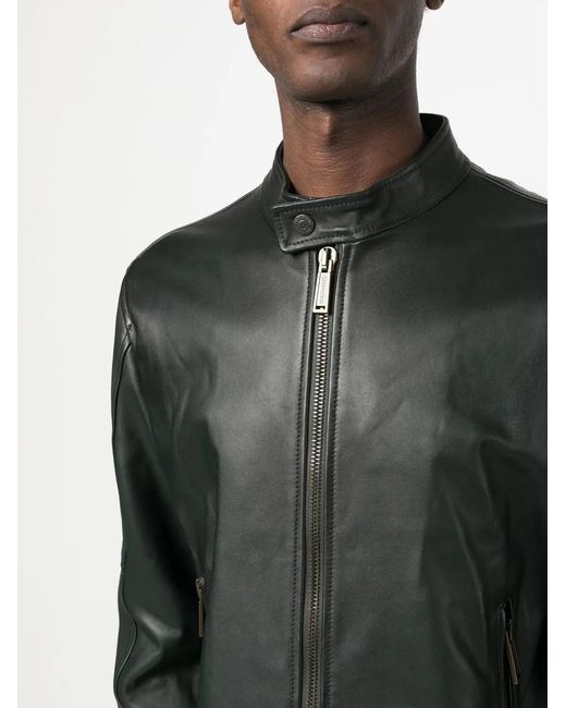 DSquared² Black Leather Biker Jacket for men